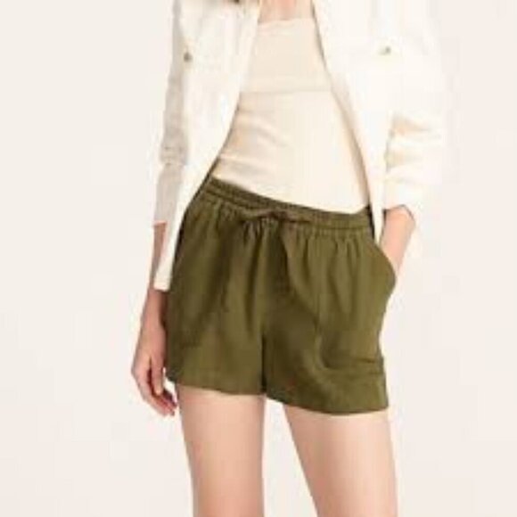✅ J.Crew Seaside short in linen blend Item J2325 OLIVE GREEN SIZE SMALL - Picture 1 of 9